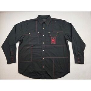 Coogi Embroidered Spellout Logo Button Up Long Sleeve Shirt Mens XL 1969 Crown